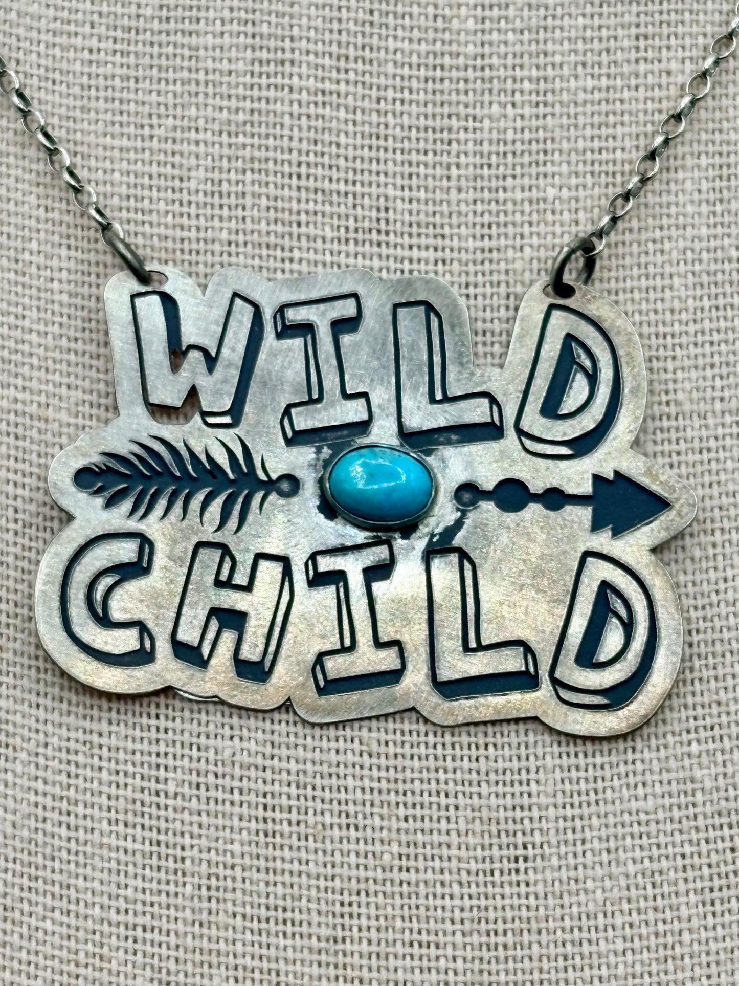 Sterling Silver Southwestern Wild Child Turquoise Necklace