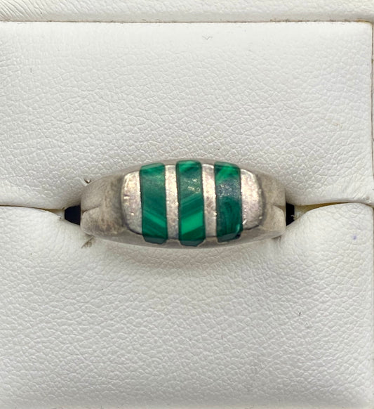 Vintage Sterling Silver Malachite Ring