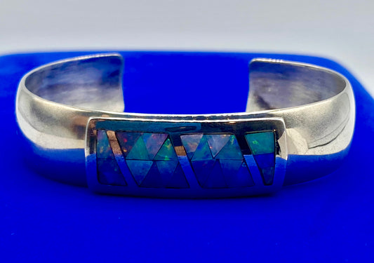 Sterling Silver DTR Jay King Opal Inlay Cuff Bracelet