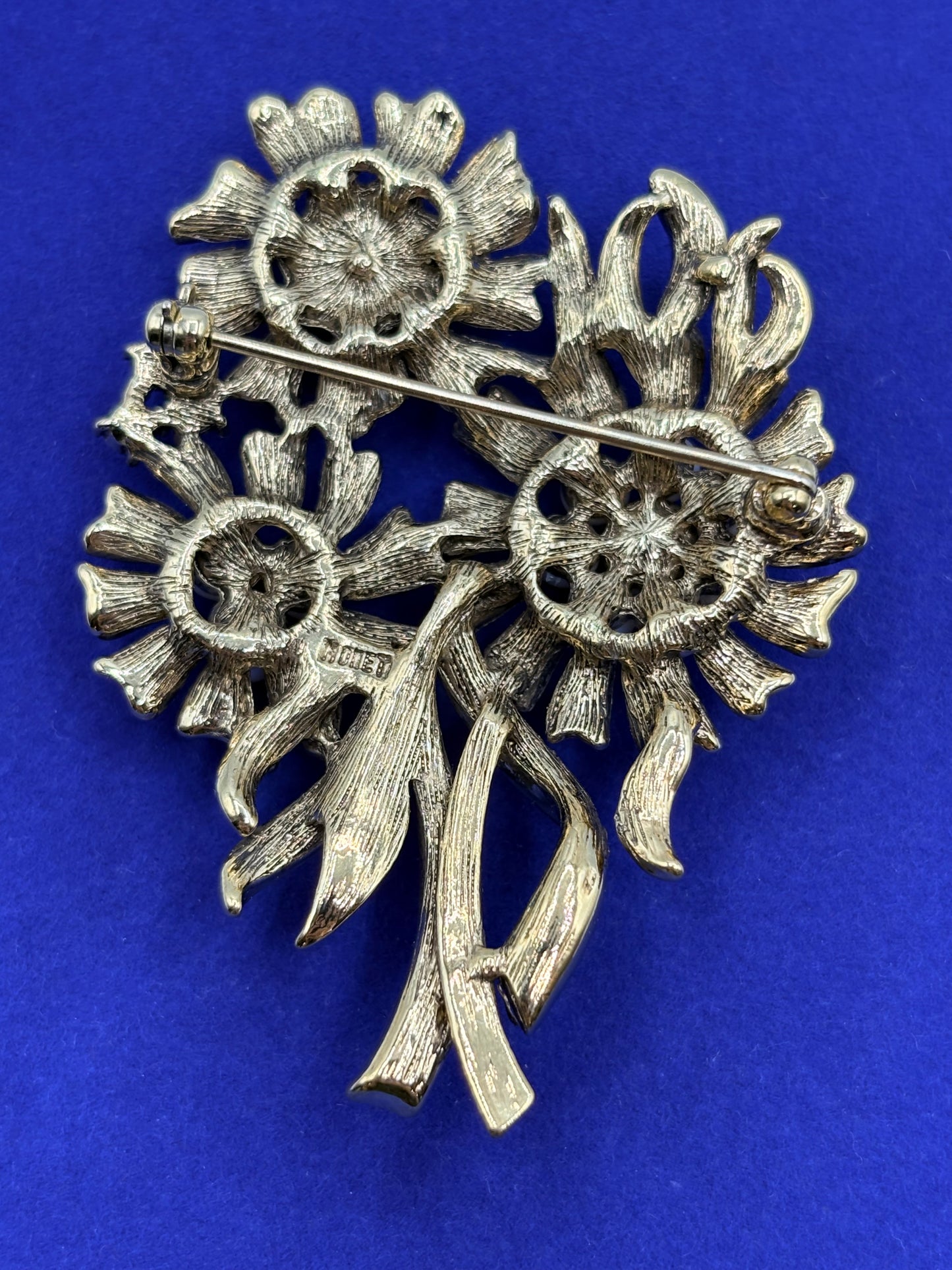 Vintage Monet Floral Pearl & Rhinestone Brooch