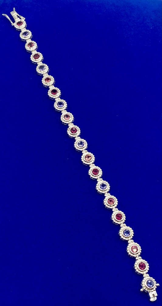Sterling Silver Tourmaline & Tanzanite Tennis Bracelet