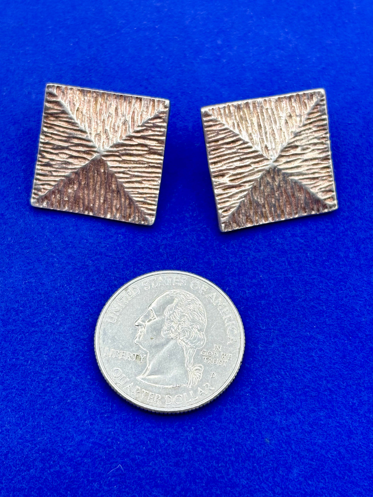 Sterling Silver Modernist Square Earrings