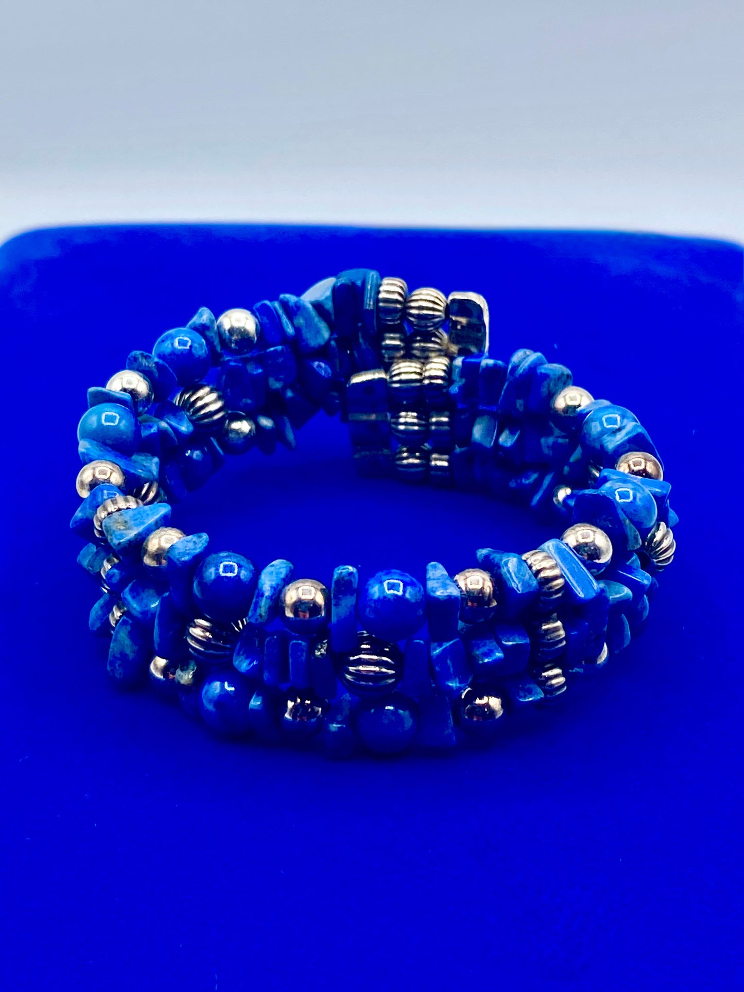 Sterling Silver Lapis Lazuli Carolyn Pollack Relios Wire Cuff Bracelet