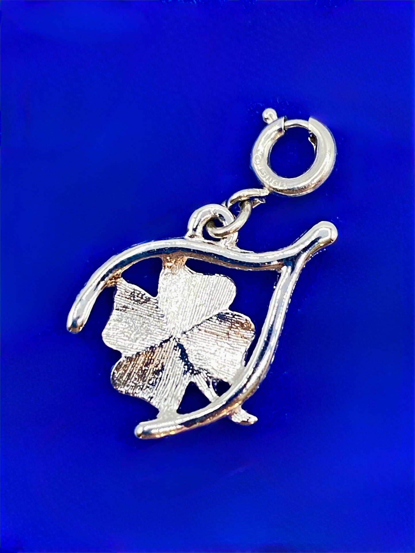 Vintage Monet Silver Tone 4 Leaf Clover Charm