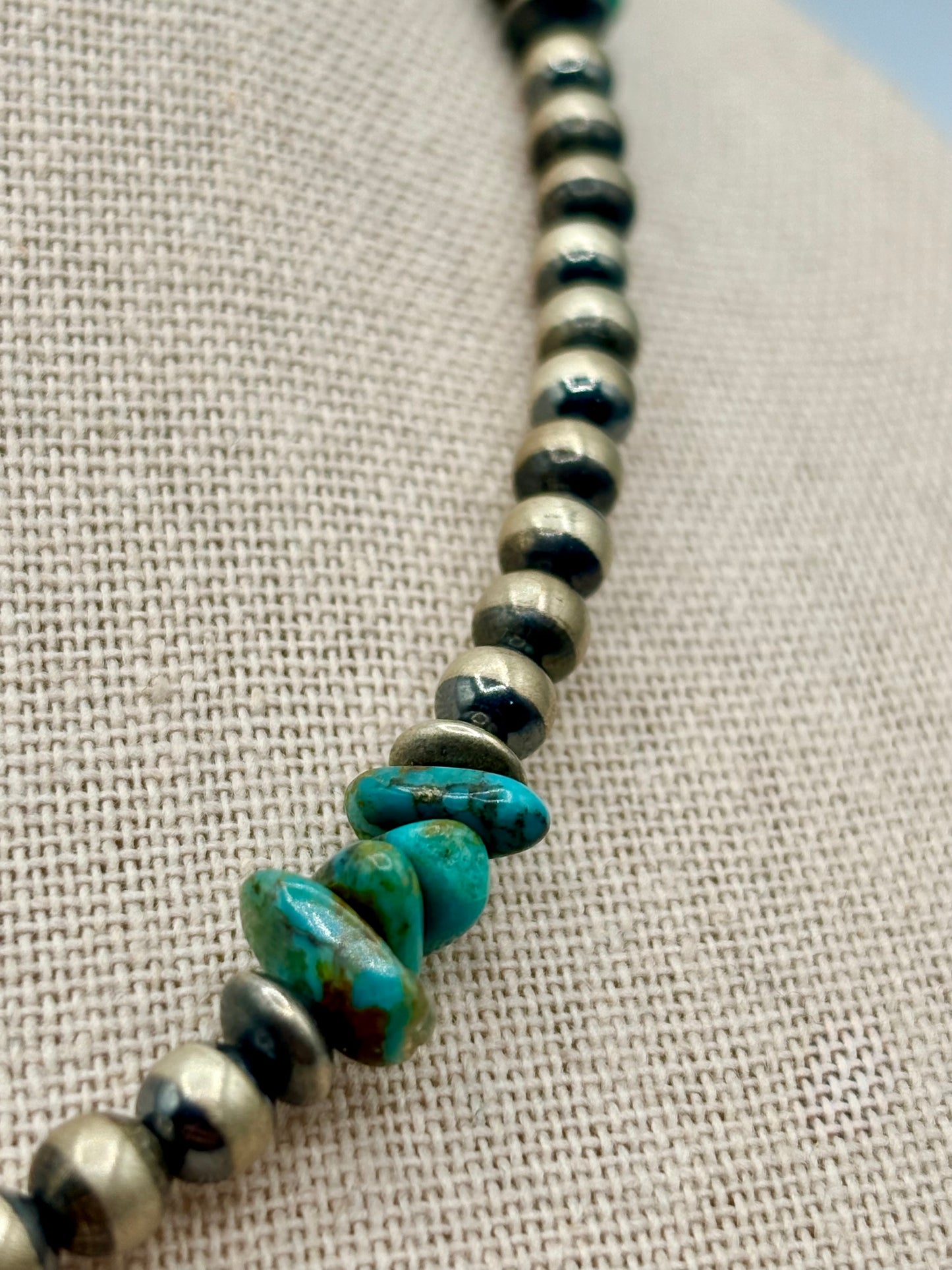 Sterling Silver Southwestern Turquoise & Navajo Pearl Necklace