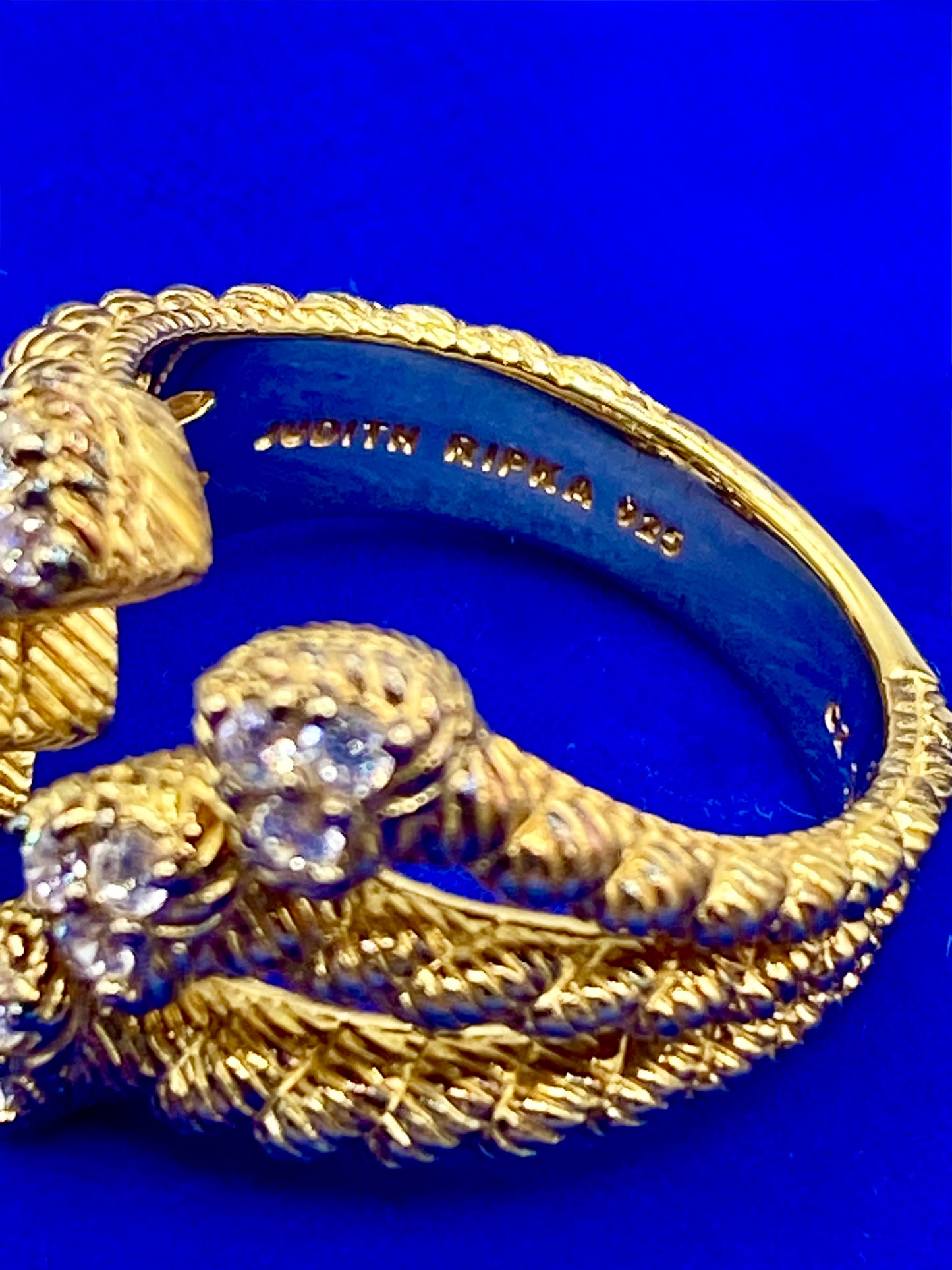 Judith Ripka Vermeil Sterling Cable Heart Ring