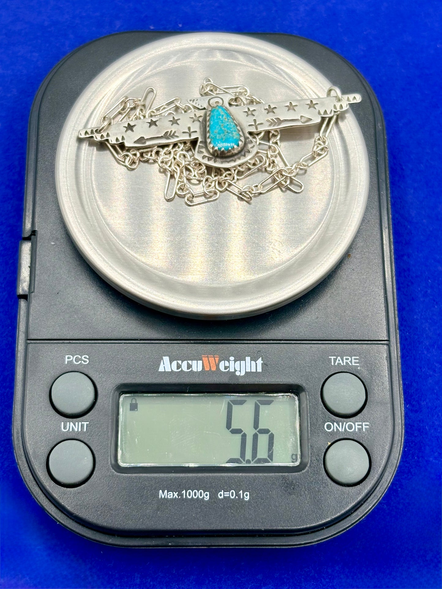 Sterling Silver Southwestern Thunderbird Turquoise Necklace