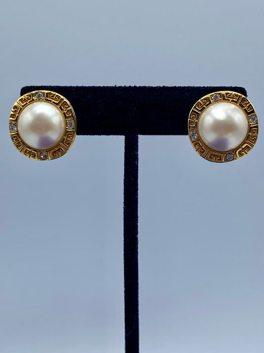 Vintage Givenchy Gold Tone Faux Pearl Earrings