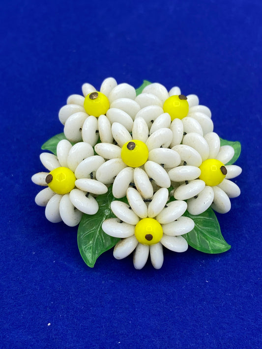 Vintage West Germany Milk Glass Floral Brooch