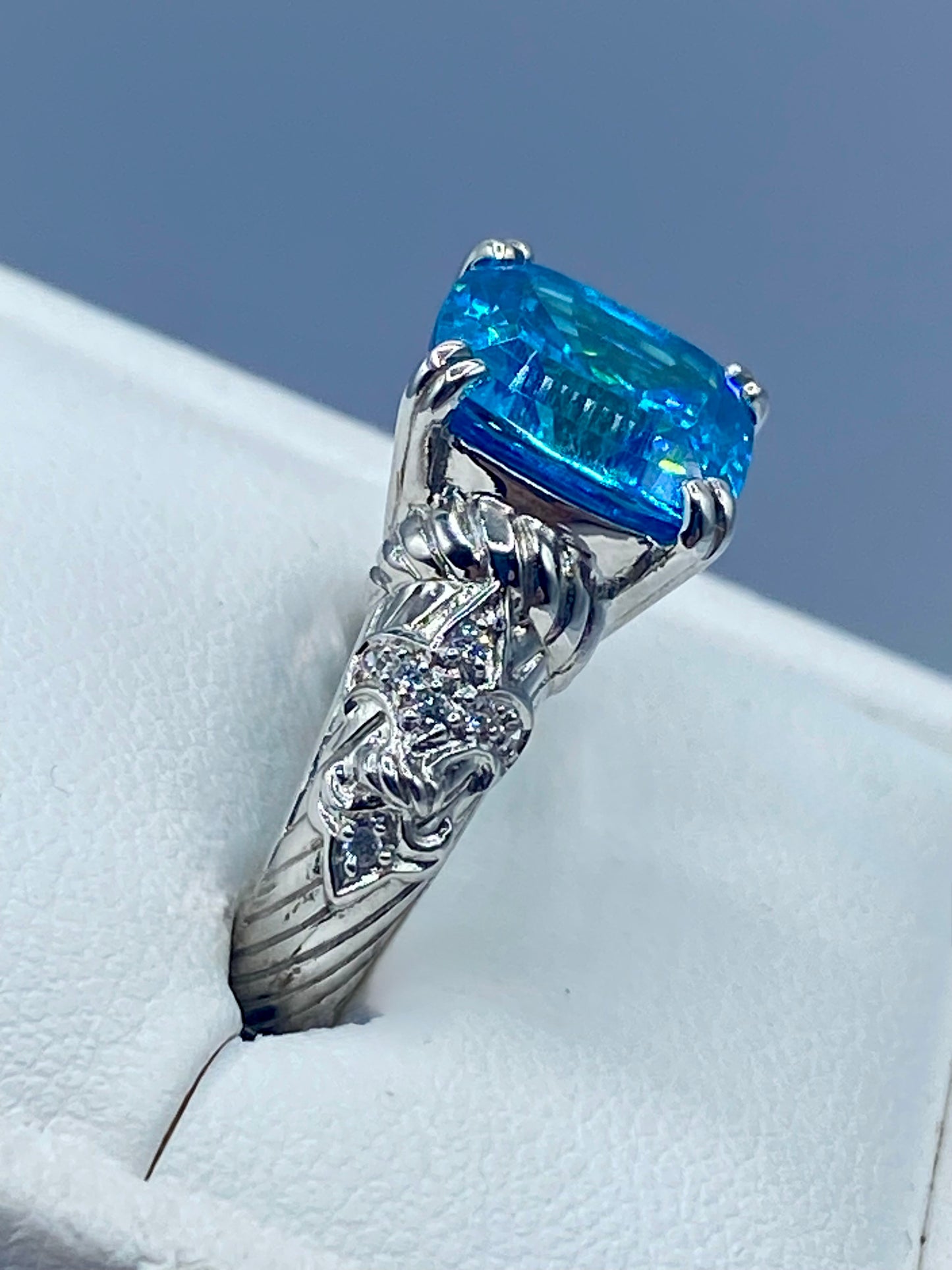 Sterling Silver Judith Ripka Blue Topaz & CZ Ring