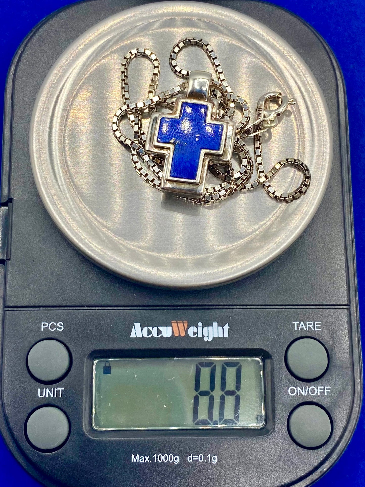 Sterling Silver Lapis Lazuli Cross Necklace