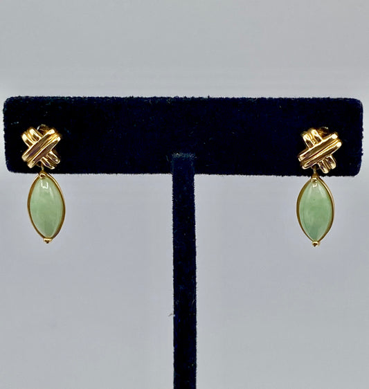 14K Gold Jade Earrings