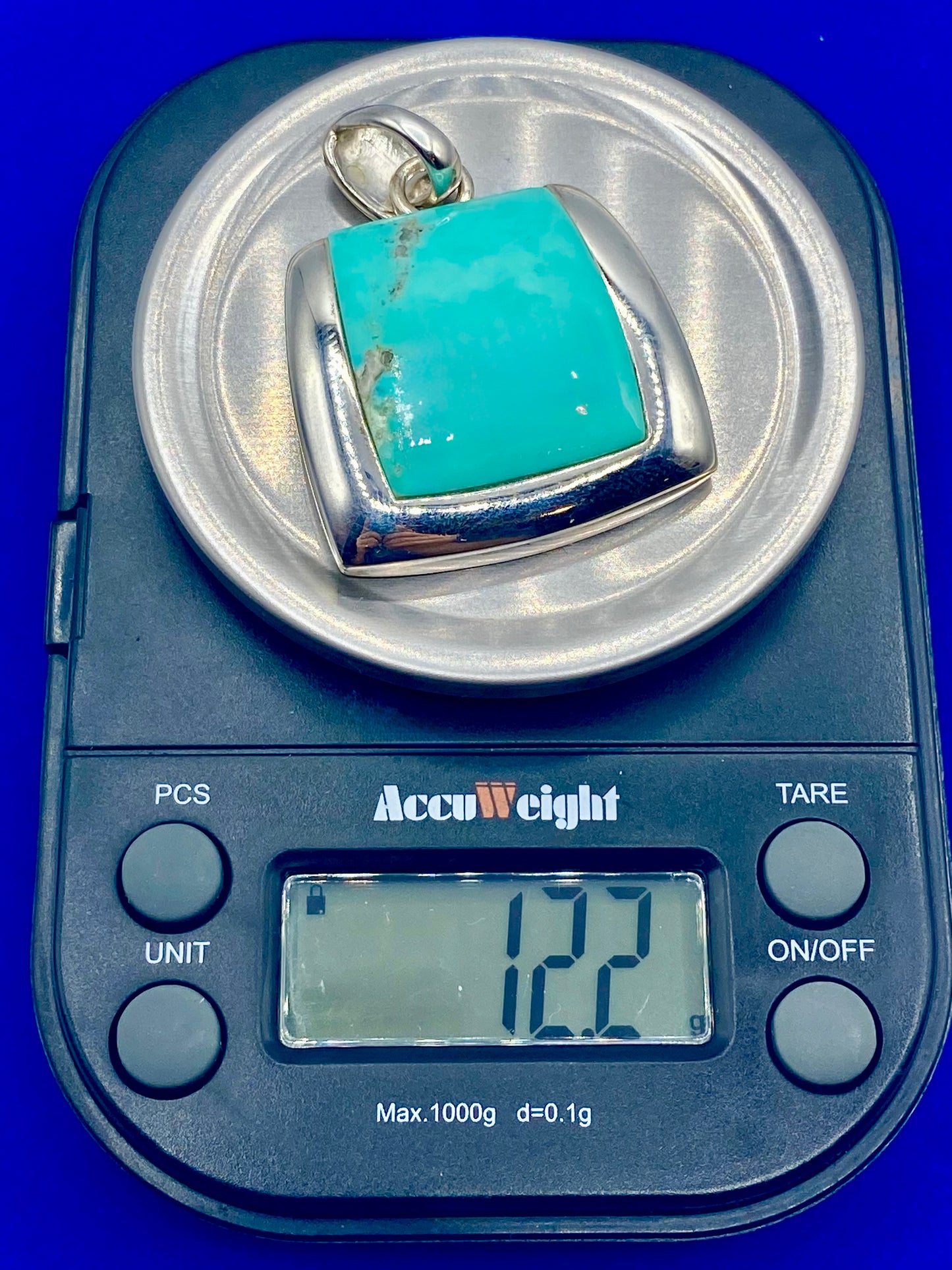 Sterling Silver SX Square Turquoise Pendant