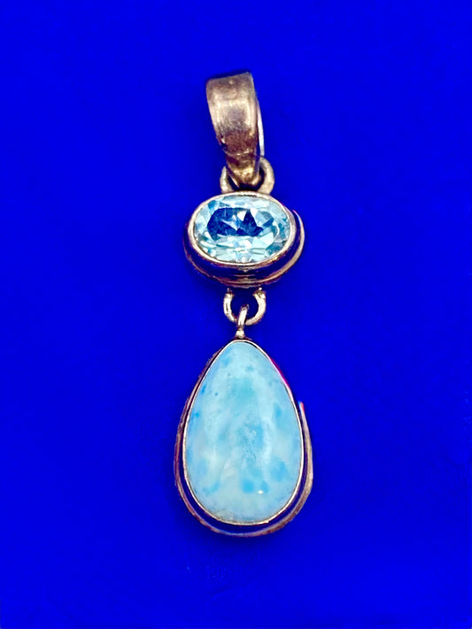 Sterling Silver Larimar & Blue Topaz Pendant