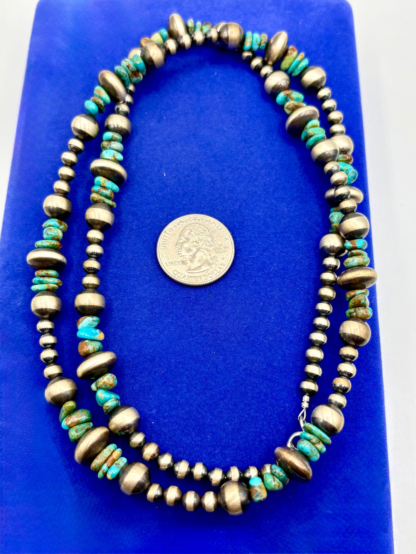 Sterling Silver Southwestern Turquoise & Navajo Pearl Necklace