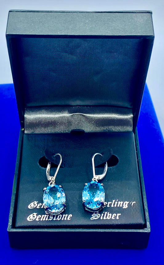 Sterling Silver Blue Topaz Earrings