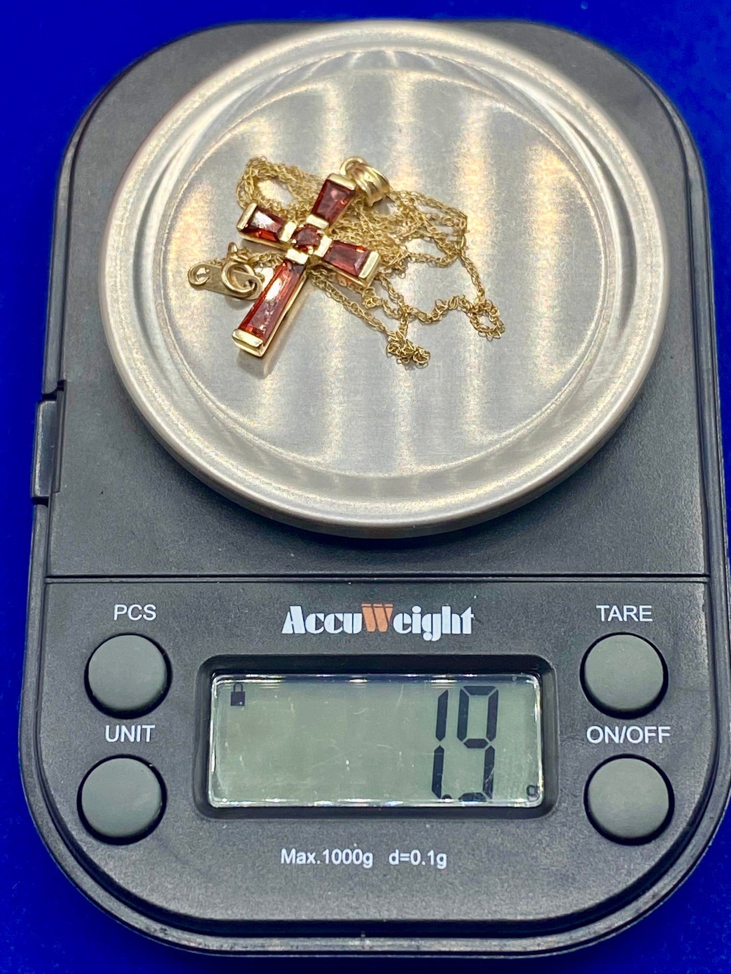 10K Gold Garnet Cross Necklace