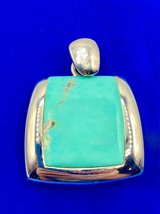 Sterling Silver SX Square Turquoise Pendant