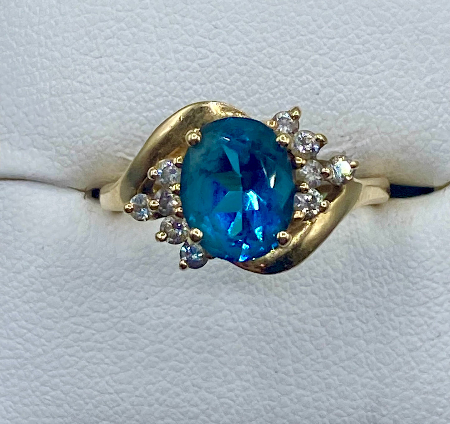 14K Gold Topaz & Diamond Ring