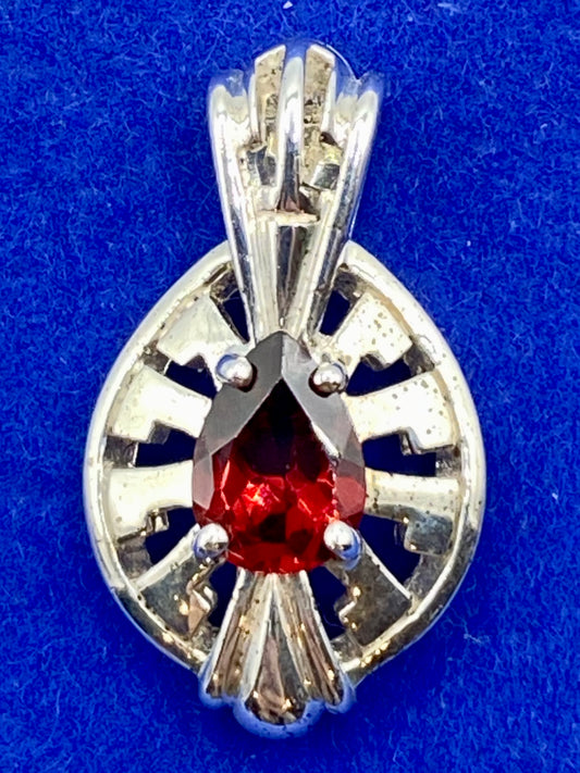 Sterling Silver Garnet Pendant