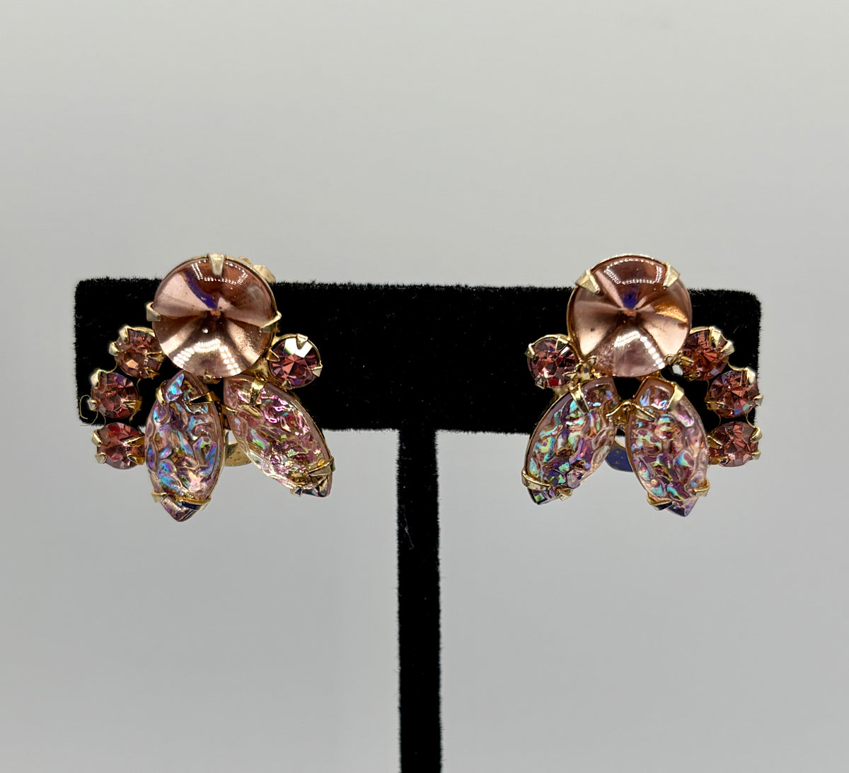 Vintage D & E For Juliana Pink Rhinestone & Molded Glass Jewelry Set