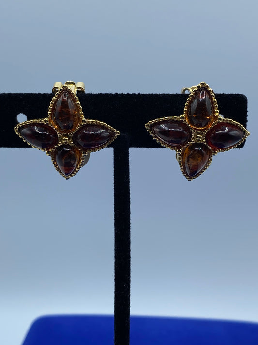 Avon Amber Lucite Clip Ons