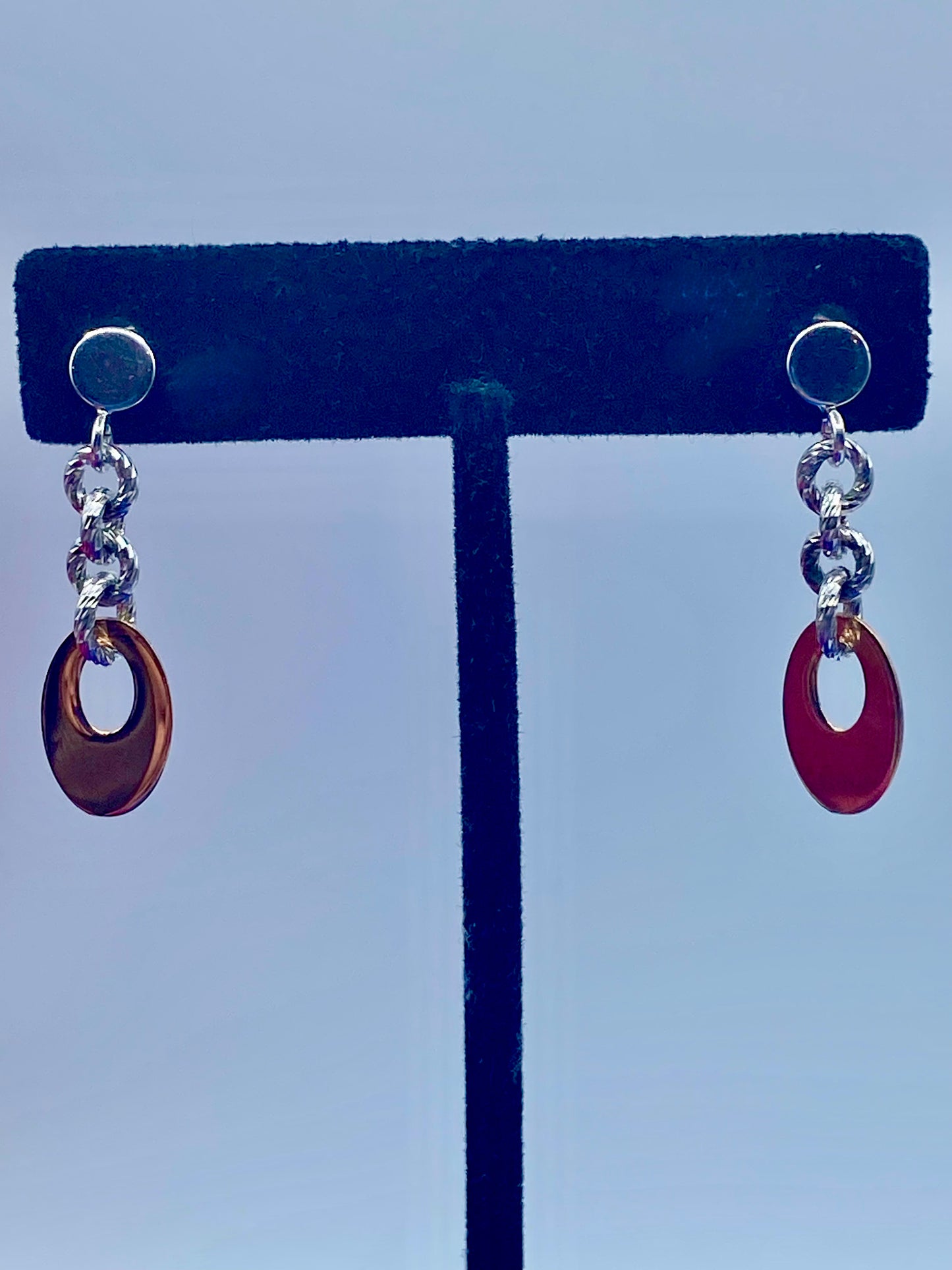 Sterling Silver Italy Duo Color Earrings