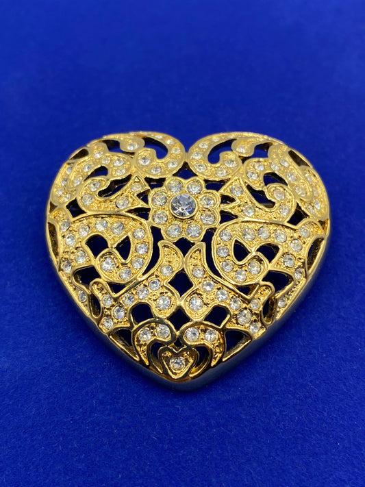 Napier Rhinestone Heart Brooch
