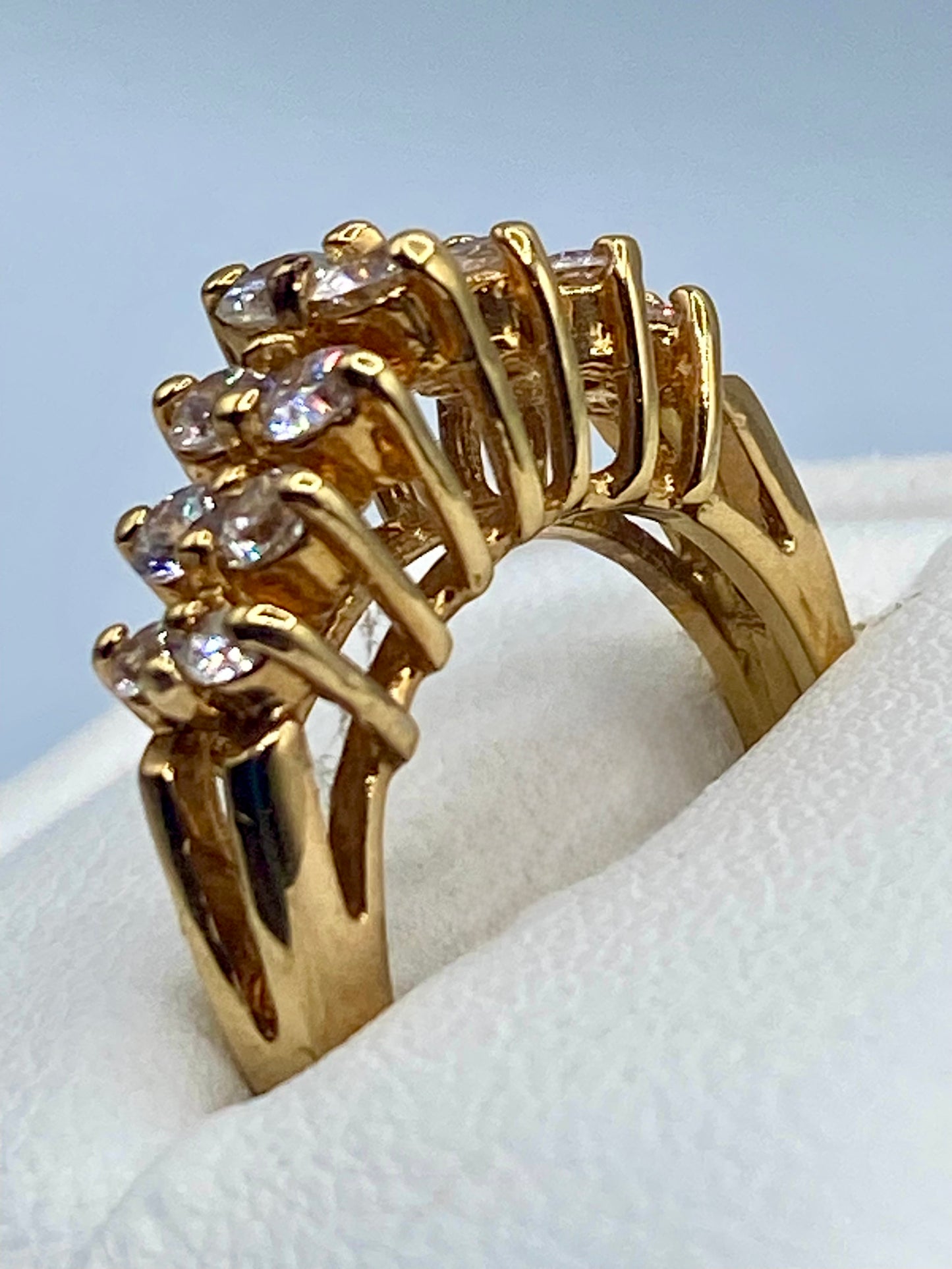 Gold Tone Clear Rhinestone Ring