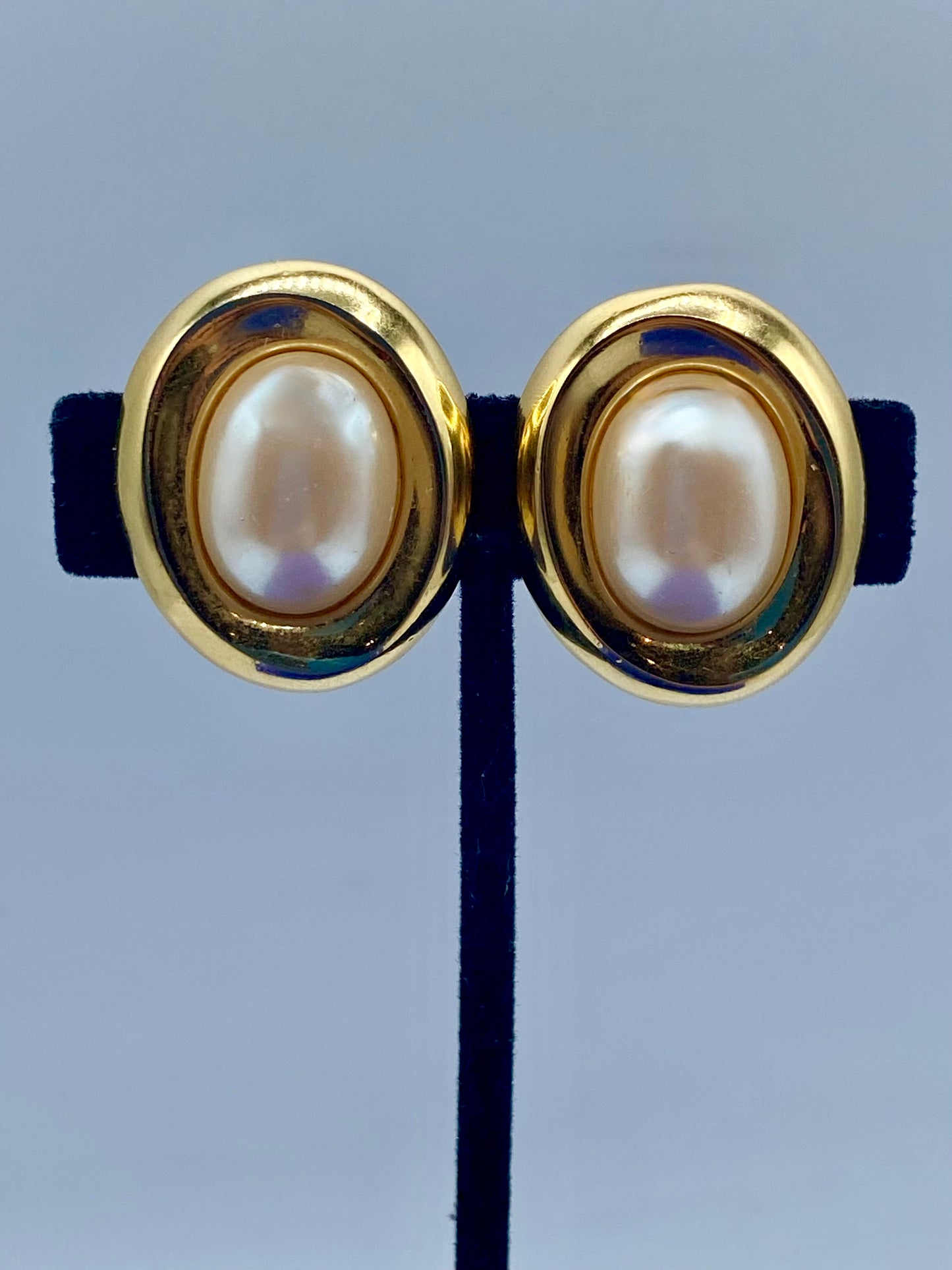 Vintage Gold Tone Givenchy Pearl Clip Ons