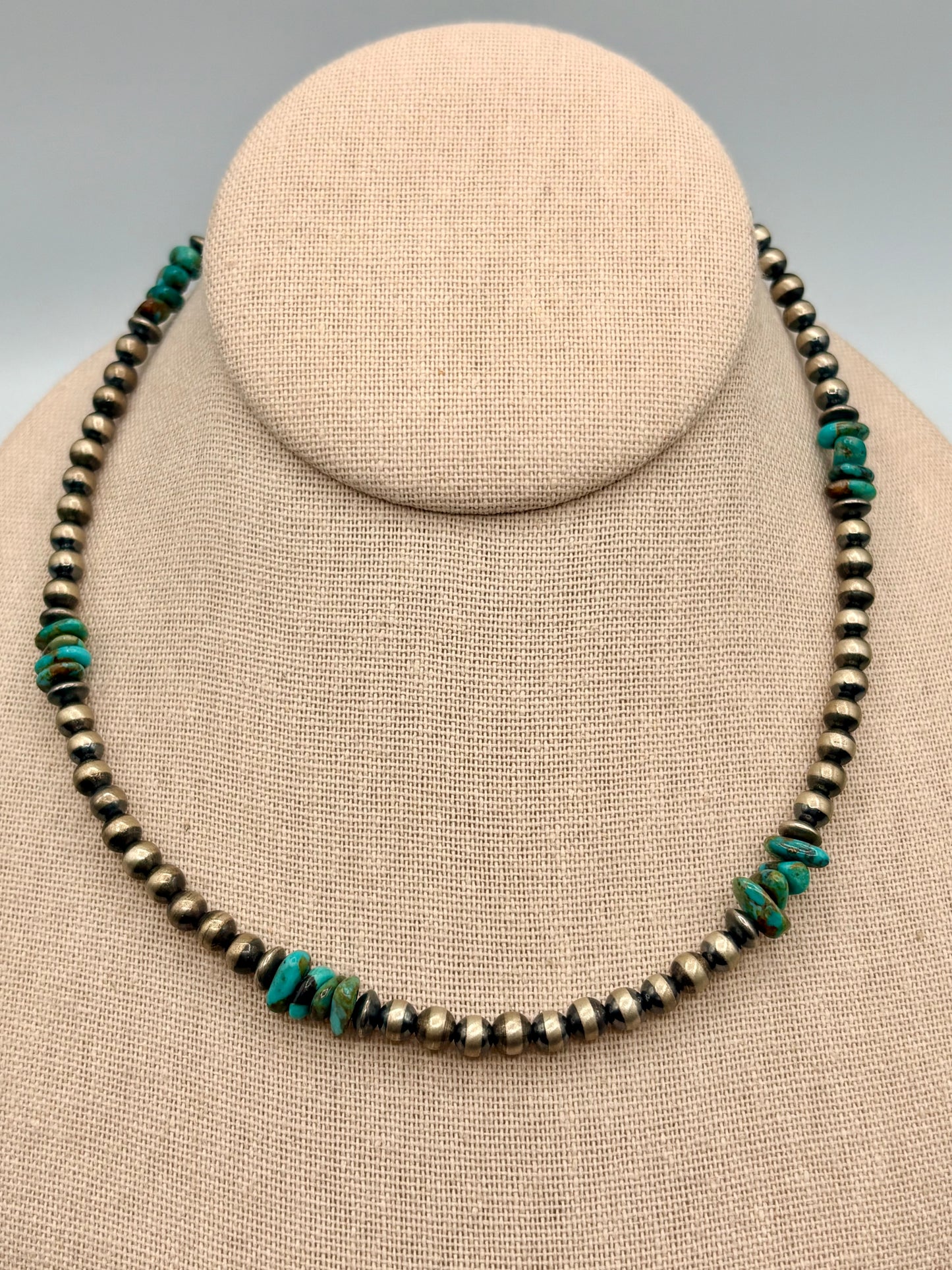 Sterling Silver Southwestern Turquoise & Navajo Pearl Necklace