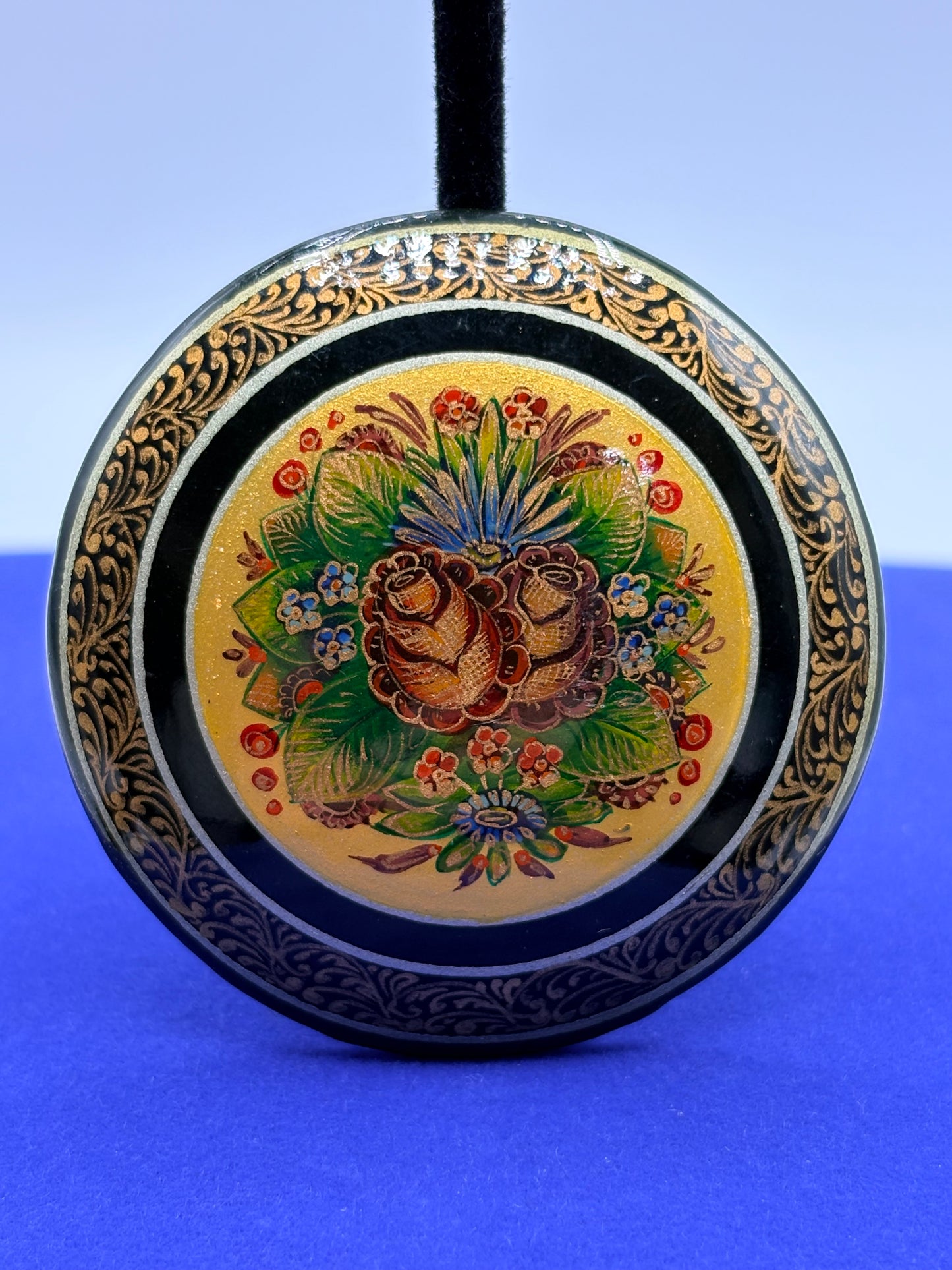 Vintage Hand Painted Russian Lacquer Brooch
