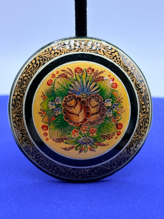 Vintage Hand Painted Russian Lacquer Brooch