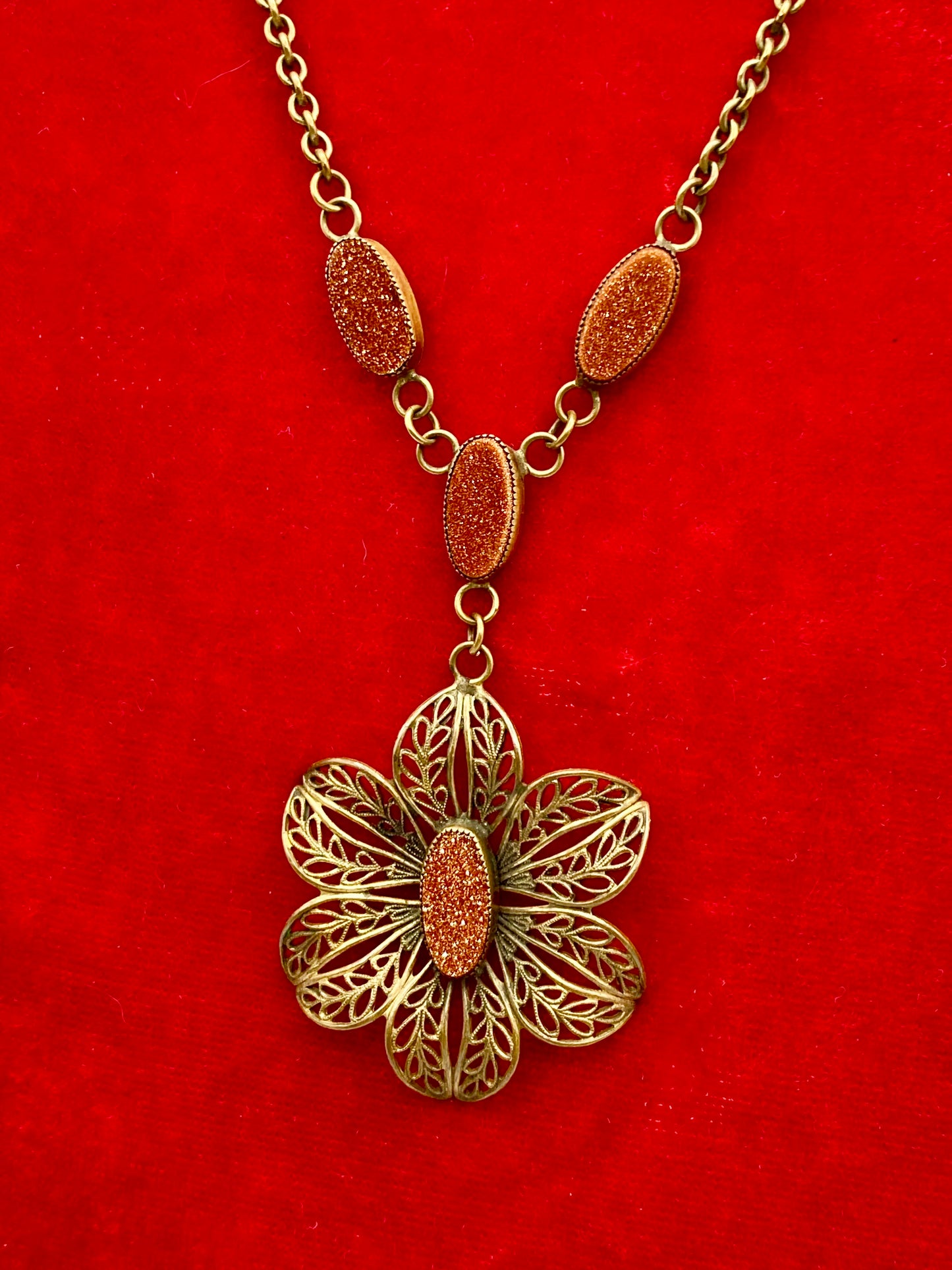 Vintage Victorian Gold Stone Necklace