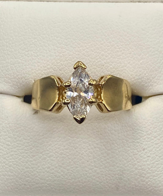 Gold Tone Marquise Cut Ring