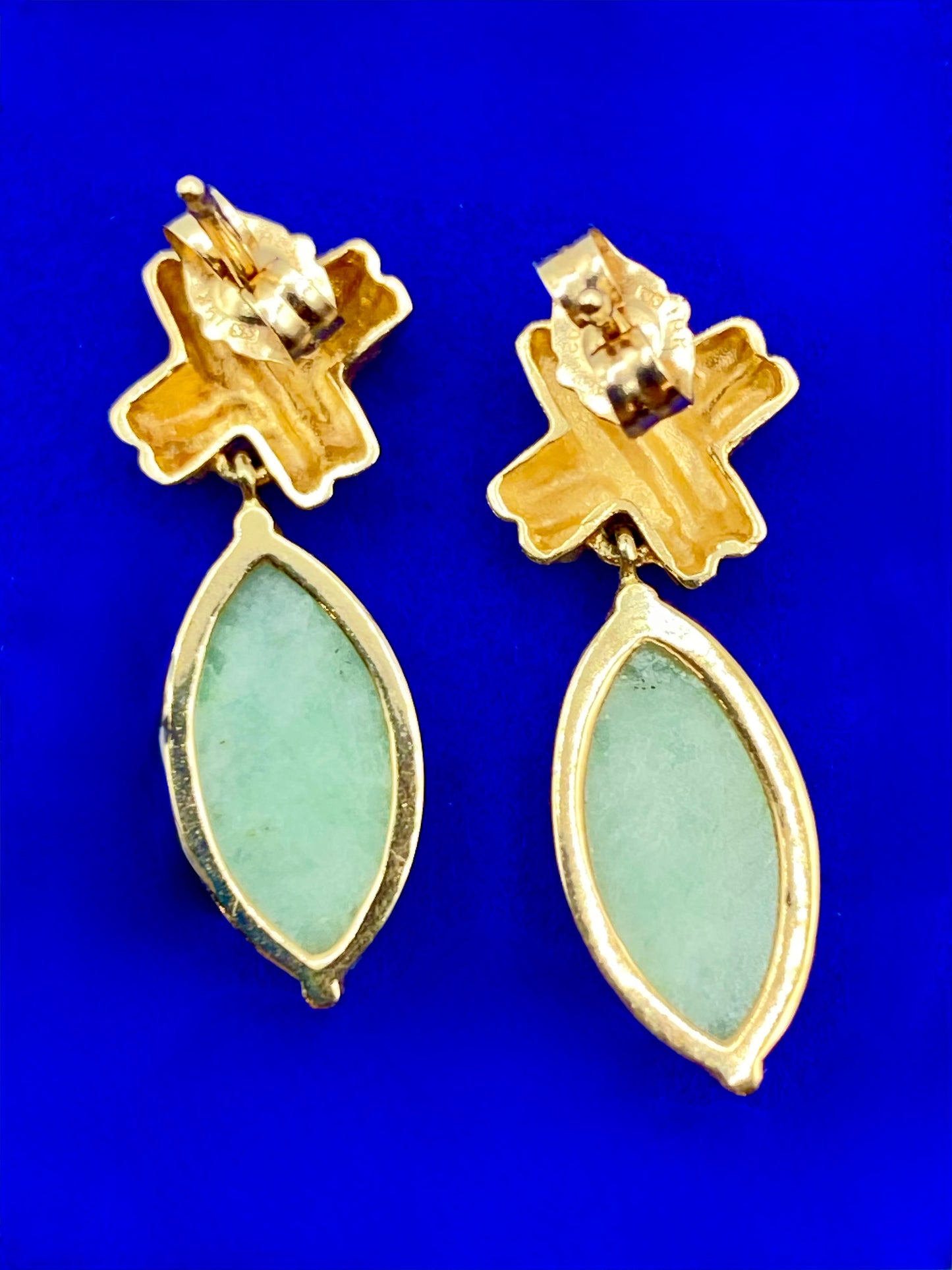 14K Gold Jade Earrings