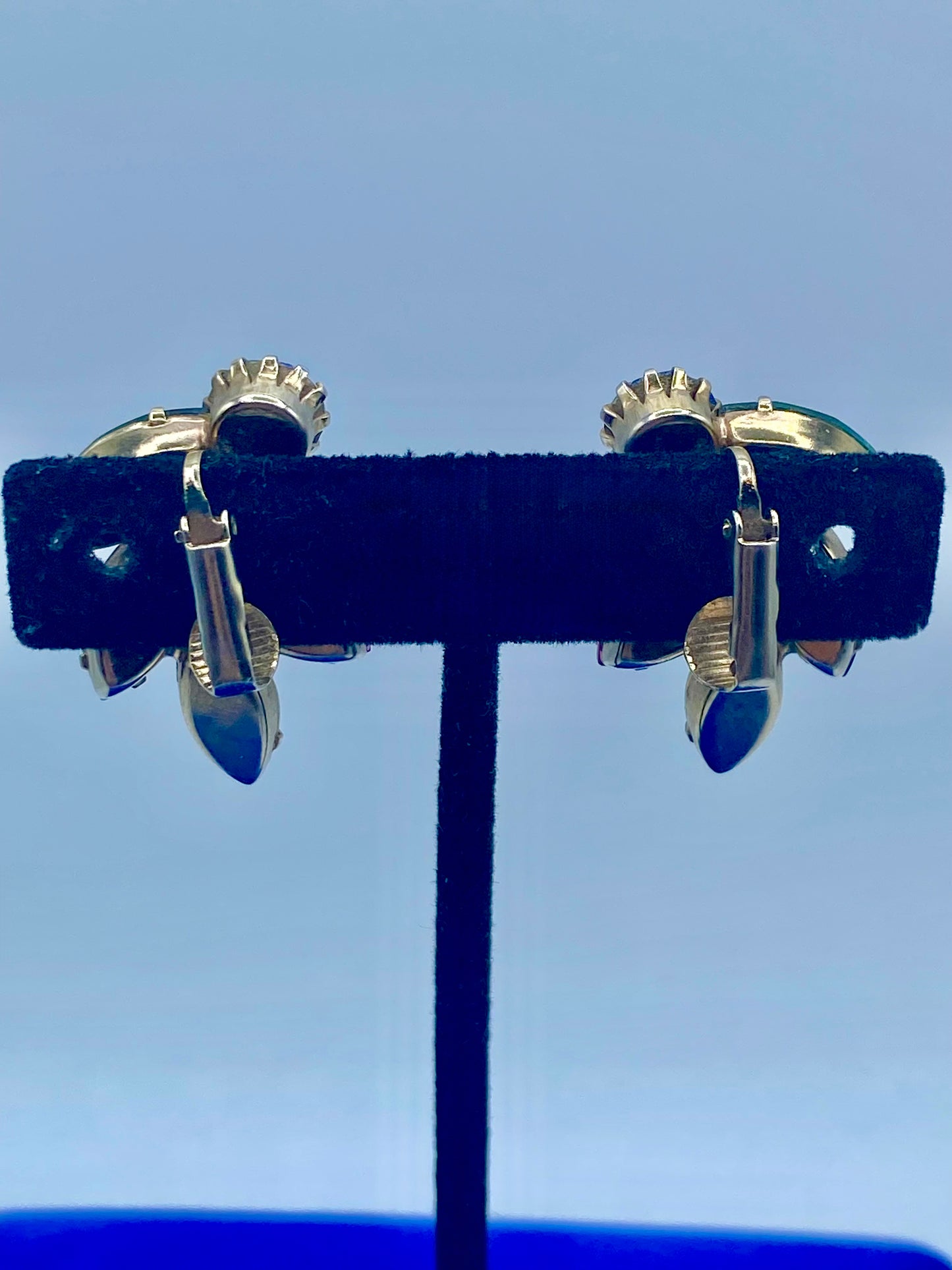 Vintage Rhinestone Gold Tone Clip Ons