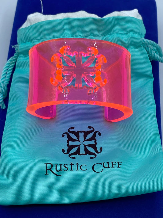 Rustic Cuff Pink Lucite Cuff Bracelet