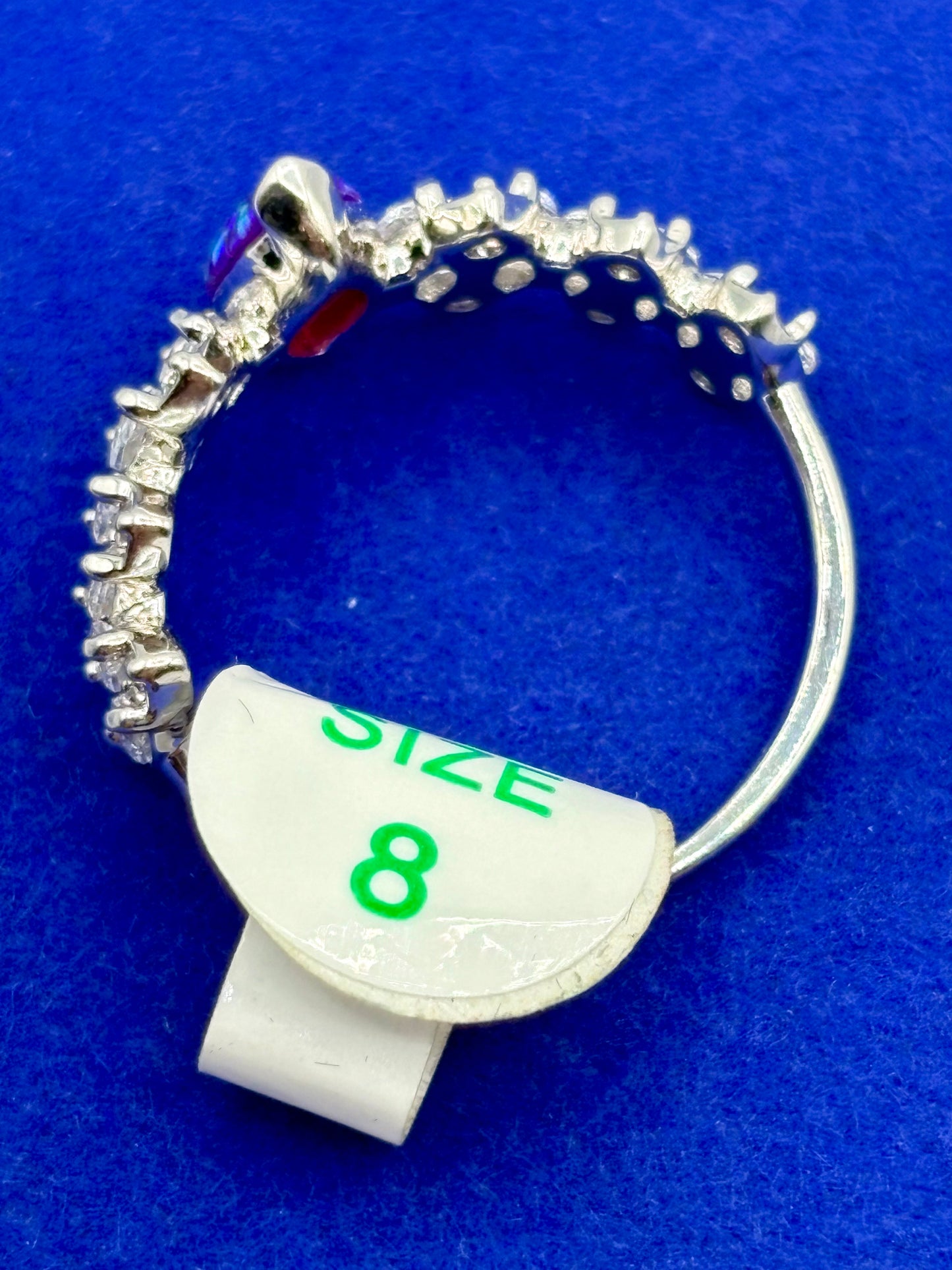 Bomb Party Glass Silver Tone Costume Ring