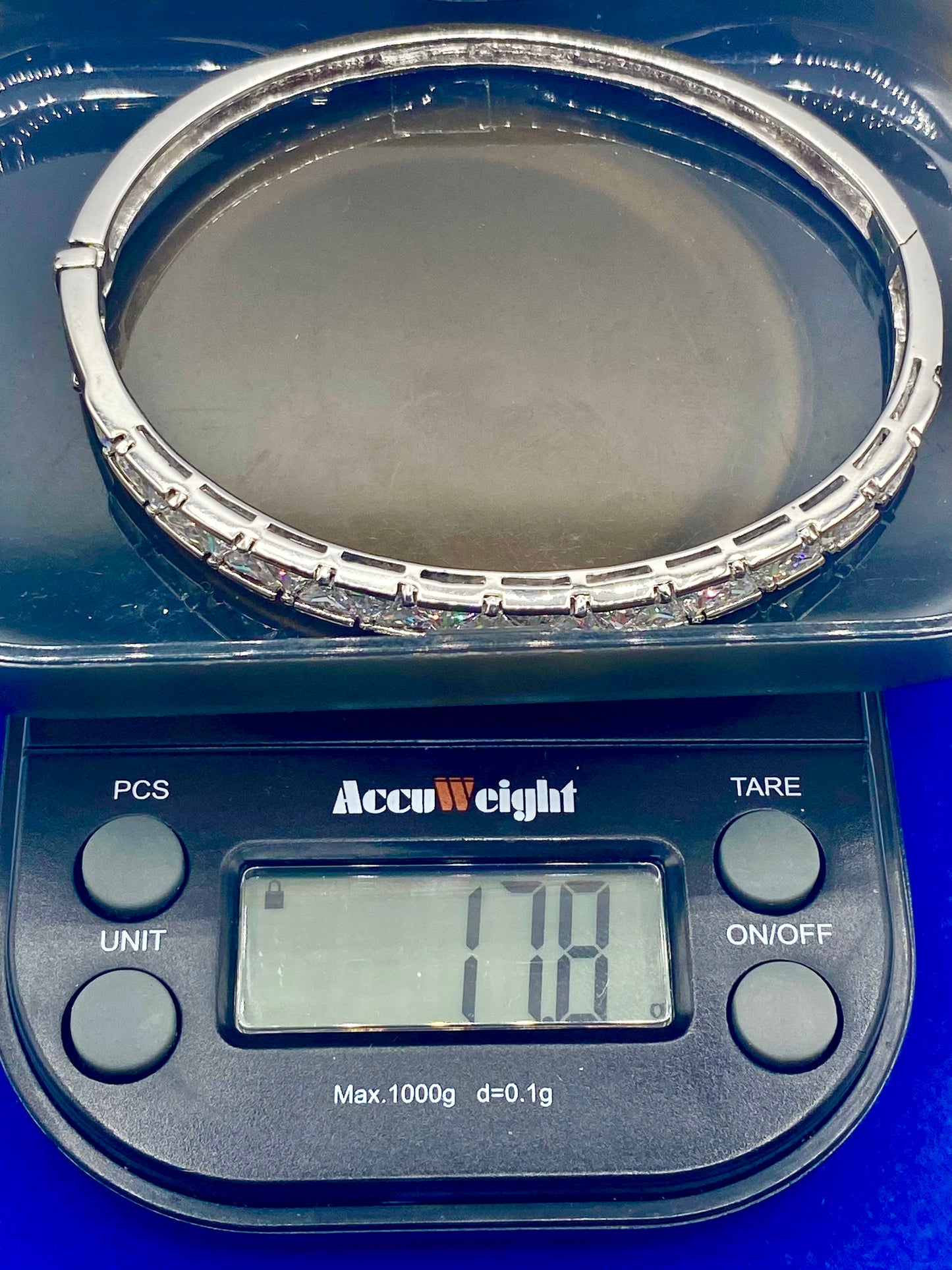 Sterling Silver Trillion Cut CZ Bangle Bracelet