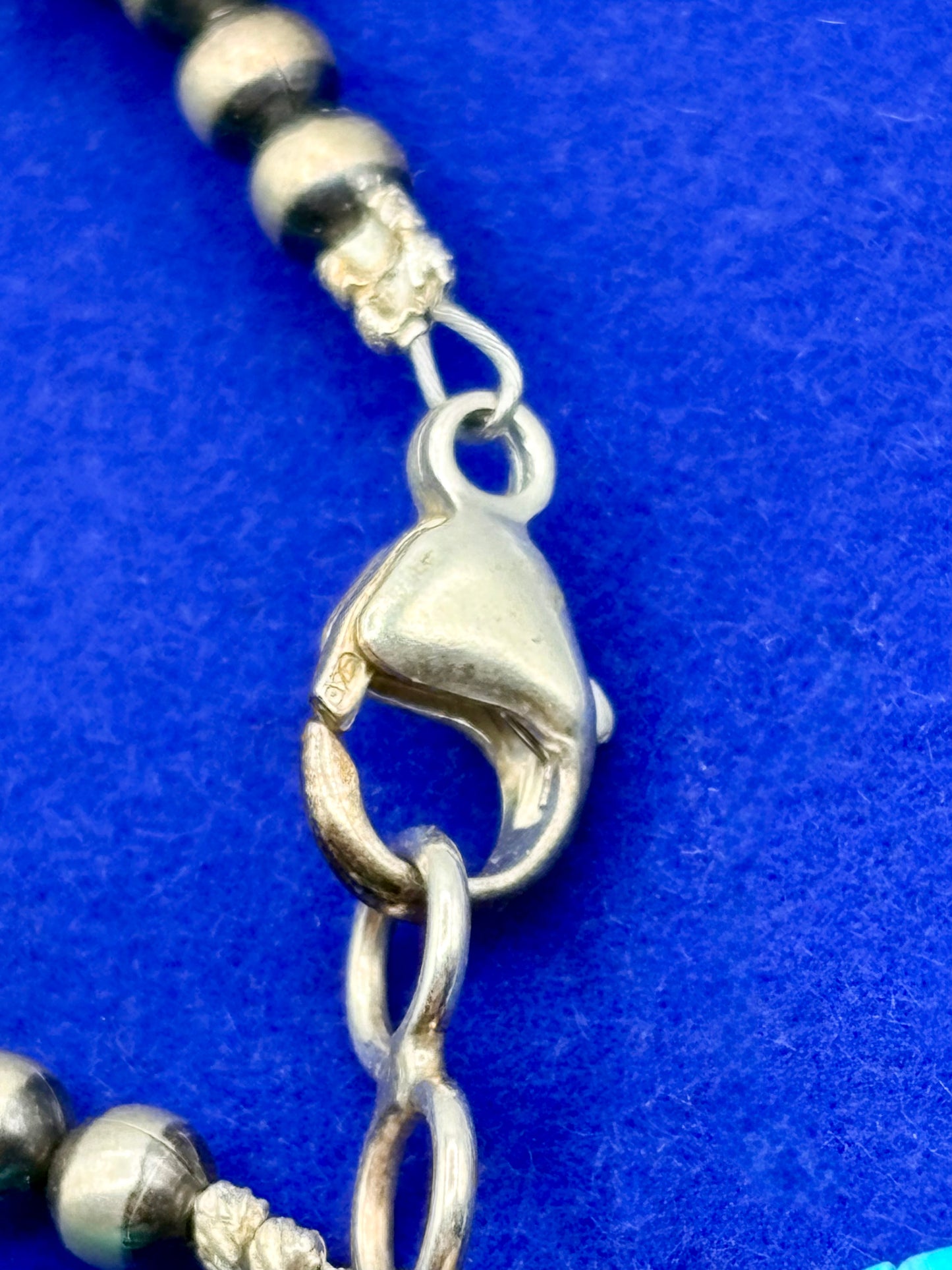 Sterling Silver Southwestern Navajo Pearls & Turquoise Discs Long Necklace