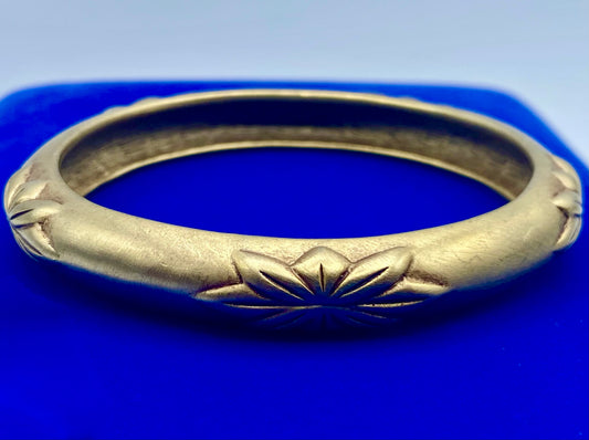 Vintage Oscar De La Renta Satin Gold Tone Bangle Bracelet