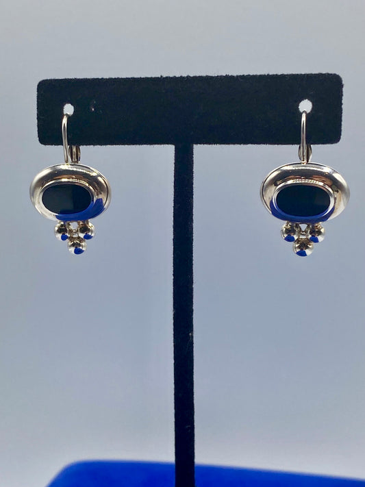 Black Onyx Sterling Silver Drop Earrings