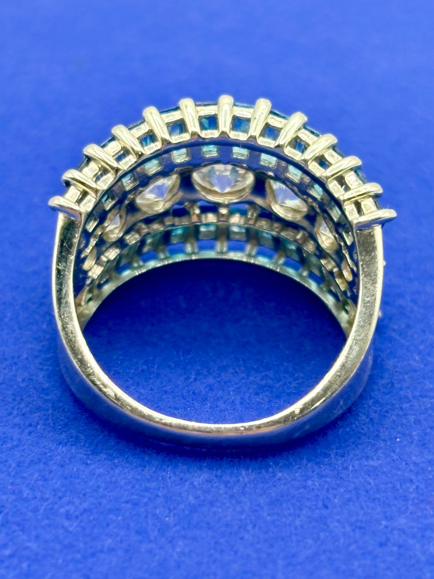 Sterling Silver Blue & Clear CZ Statement Ring