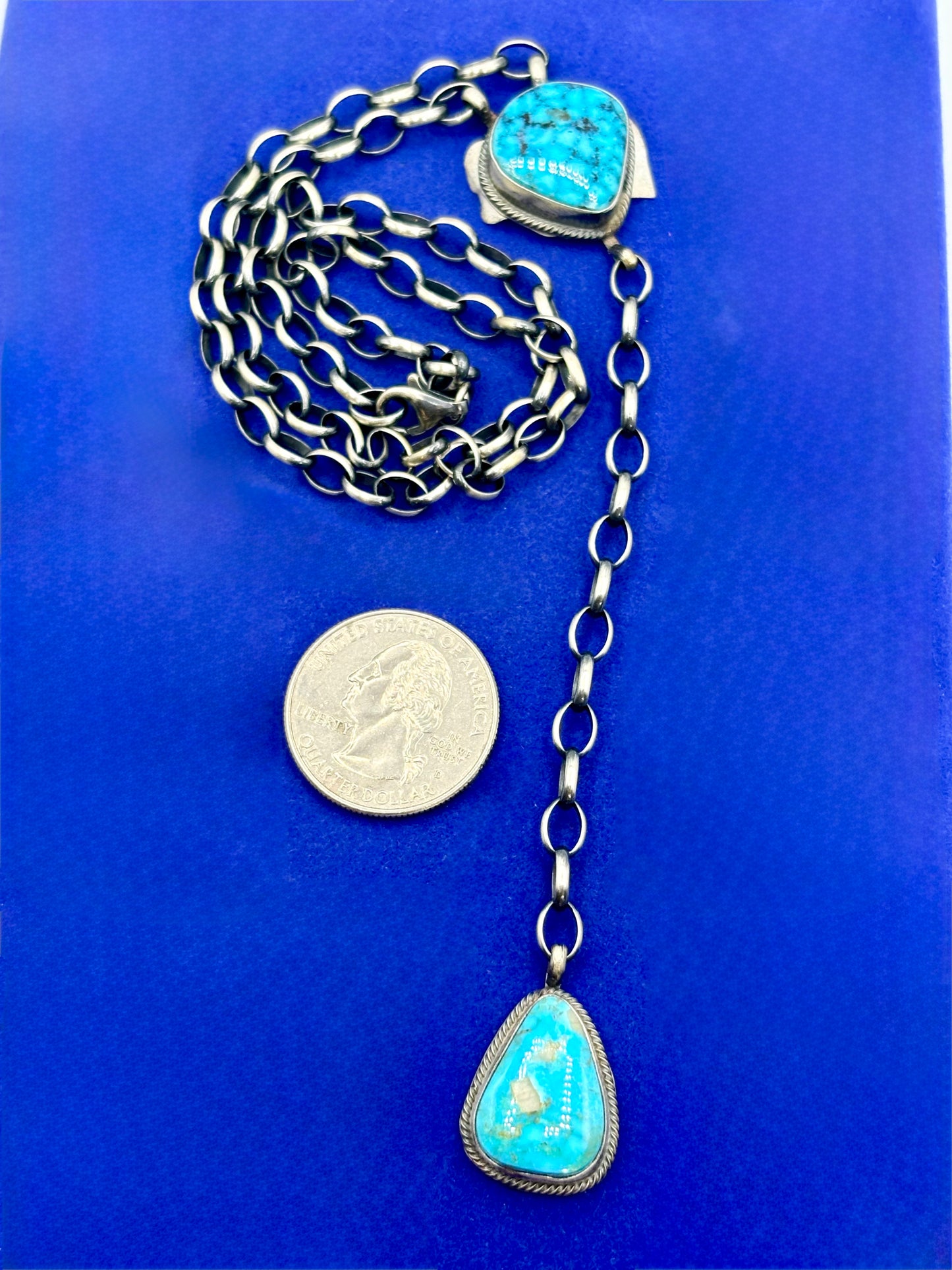 Sterling Silver Native Tim Smith Turquoise Drop Necklace