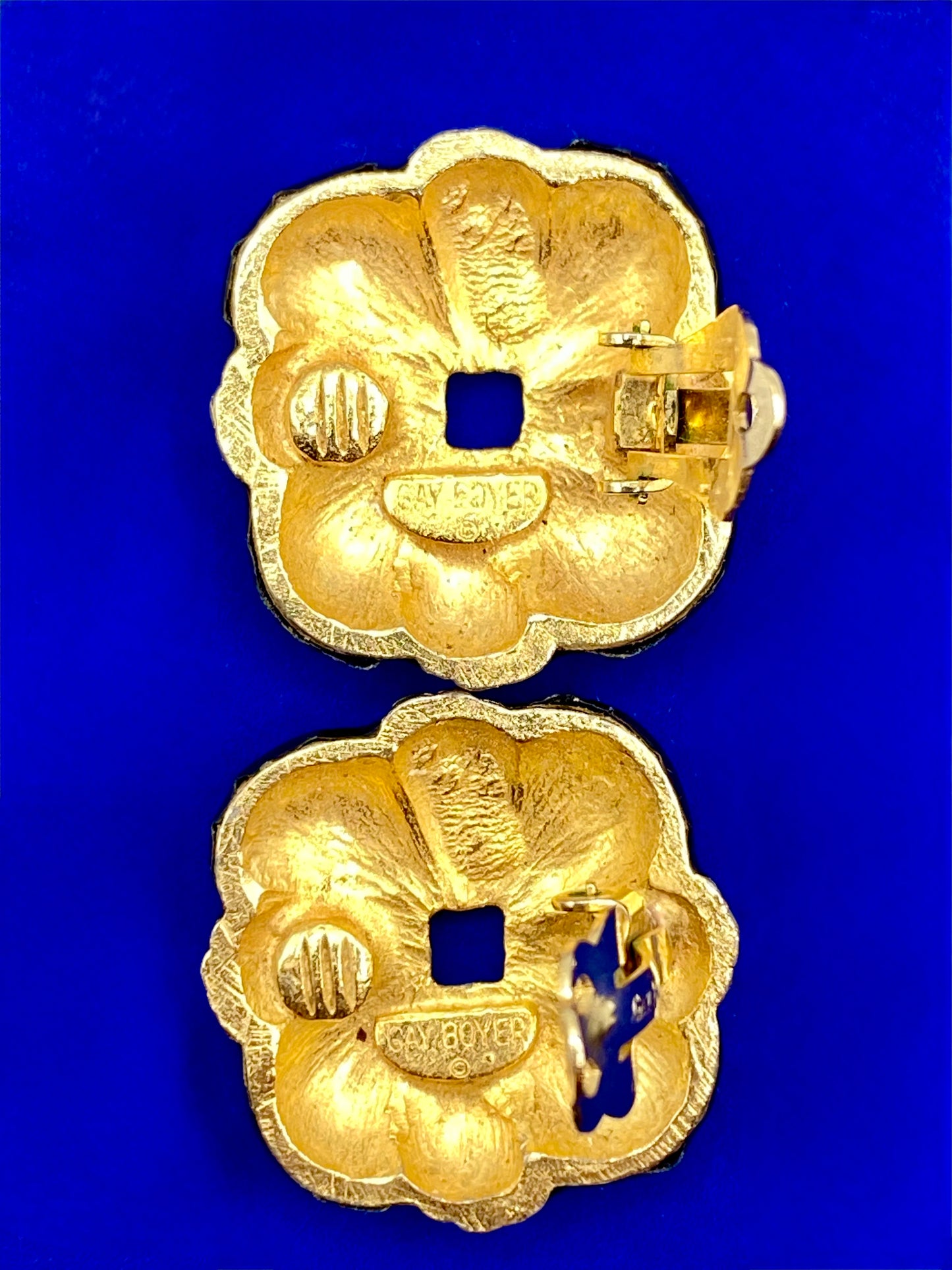 Vintage Black Enameled Gay Boyer Clip Ons