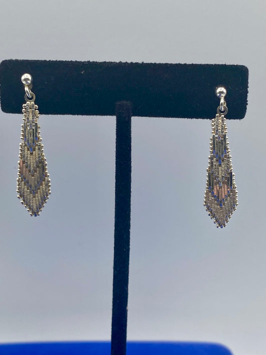 Sterling Silver Herringbone Dangle Earrings