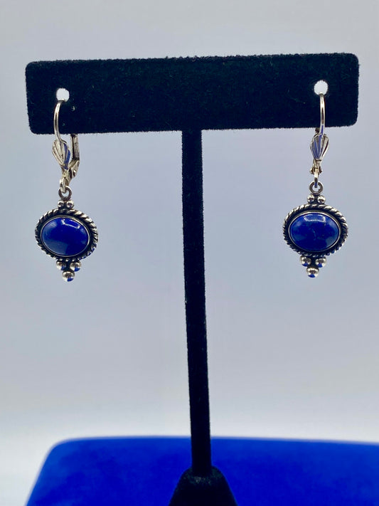 Quoc Turquoise Inc QT Sterling Silver Lapis Lazuli Dangle Drop Earrings