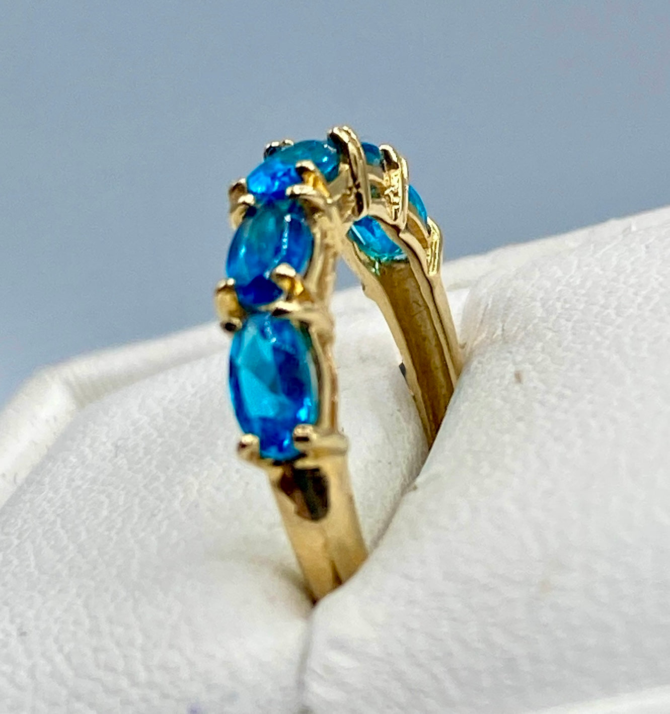 14K Gold Dainty Blue Apatite Ring
