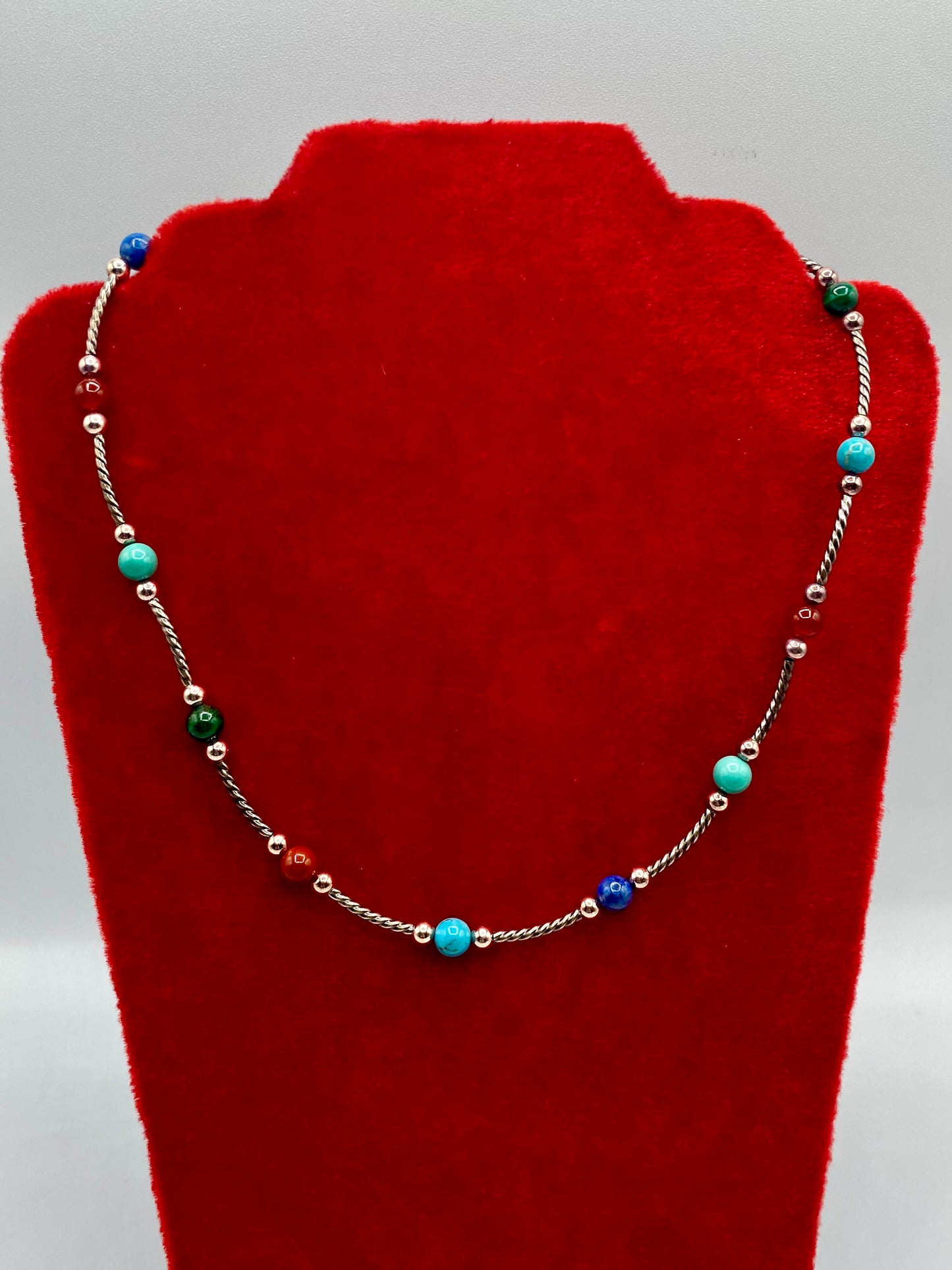 Sterling Silver Multi Gemstone Beaded Carolyn Pollack Relios Necklace
